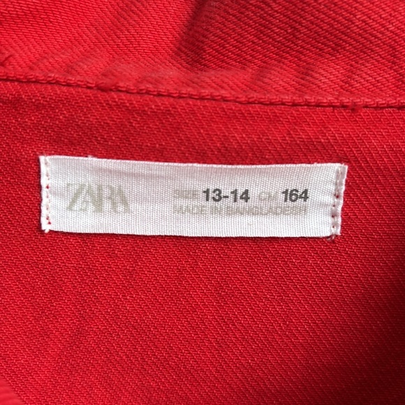 Zara Girl’s Denim Front Button Collared Romper - size: 13-14 - color: red/orange - Picture 2 of 3